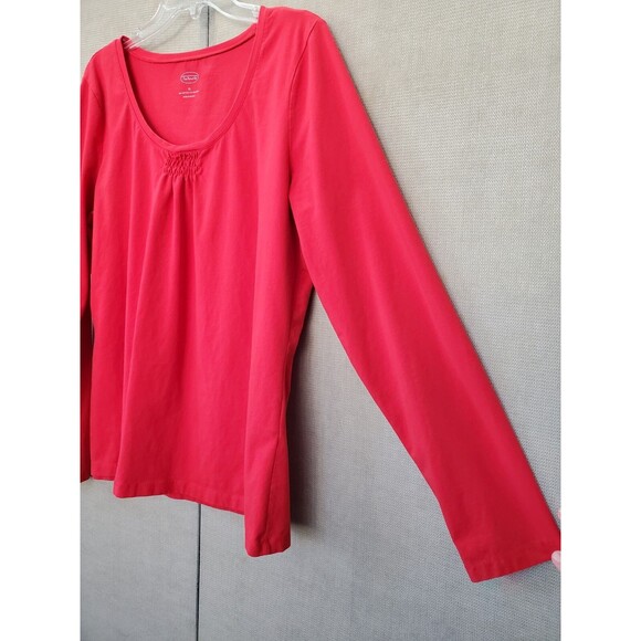 Talbots Red Cotton Spandex Scoop Neck Long Sleeve T-Shirt Size XL - Picture 2 of 6